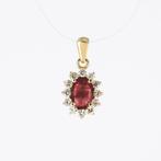 Hanger - 14 karaat Geel goud - 0.89ct. tw. Robijn - Diamant, Sieraden, Tassen en Uiterlijk, Antieke sieraden