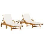 vidaXL Ligbedden 2 st met tafel massief acaciahout, Verzenden, Nieuw