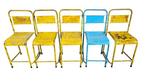 Stoel (5) - IJzer, Industrieel - Set van vintage stapelbare
