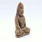 Oude Siamees Terracotta Zittende Boeddha op Troon Beeld