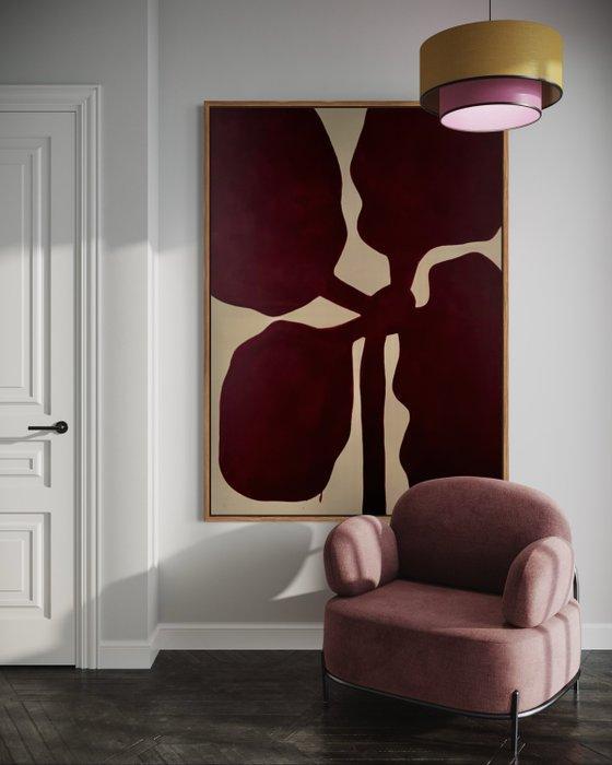 Maraé - Fleur bordeaux XXL, Antiek en Kunst, Kunst | Schilderijen | Modern