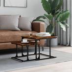 vidaXL 2-delige Tafeltjesset bewerkt hout gerookt, Verzenden, Nieuw, 50 tot 100 cm, Minder dan 50 cm