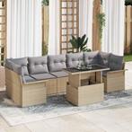 vidaXL Tuin Sofa Set met kussen 8 pcs Beige Poly riet, Verzenden, Nieuw, Rotan