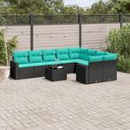 vidaXL 10-delige Loungeset met kussens poly rattan zwart, Tuin en Terras, Tuinsets en Loungesets, Verzenden, Nieuw, Rotan, Loungeset