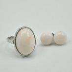 Koraal - Zilver - 2-delige sieradenset - WITTE/ROZE KORAAL, Antiek en Kunst