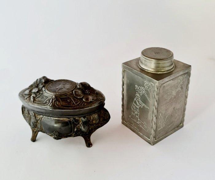 Sieradendoos - Antieke zilveren sieraden doos en 19e-eeuwse, Antiek en Kunst, Curiosa en Brocante