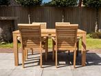 Teak tuinstel 80x160cm + 4 stapelstoelen en kussens!, Tuin en Terras, Tuinsets en Loungesets, Nieuw, Tuinset, Teakhout, Ophalen of Verzenden