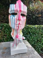 Beeld, artistic Statue head on block  THE SILENCE  64 cm