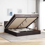 vidaXL Bed poef met matras en LEDs stof 180x200 cm, Eenpersoons, Bruin, Verzenden, Nieuw