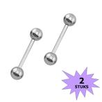 Fako Bijoux® - Barbell Piercing - 12mm - Zilverkleurig - 2, Verzenden, Nieuw