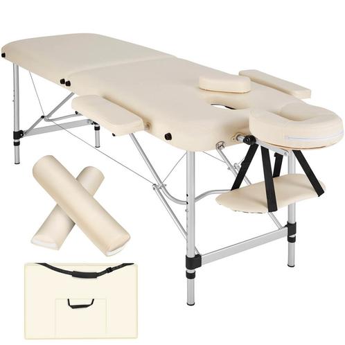 2 Zones massagetafel met rolkussens + tas - beige, Sport en Fitness, Massageproducten, Verzenden