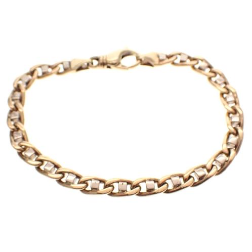 Bicolor gouden marine schakel armband | 19 cm, Sieraden, Tassen en Uiterlijk, Armbanden, Overige kleuren, Gebruikt, Goud, Ophalen of Verzenden