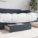 vidaXL Bedlades 2 st Bewerkt hout en fluweel donkergrijs, Verzenden, Nieuw, Grijs