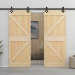 vidaXL Schuifdeur met beslag 90x210 cm massief grenenhout, Doe-het-zelf en Verbouw, Deuren en Horren, Verzenden, Nieuw