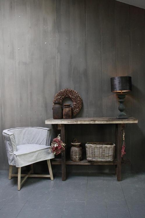 Massief oud houten wandtafel/sidetable Liedi, Huis en Inrichting, Tafels | Sidetables, Nieuw, Verzenden