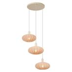 Japandi hanglamp beige met stoffen kap 3-lichts - Bida, Huis en Inrichting, Lampen | Hanglampen, Nieuw, Overige materialen, Japandi