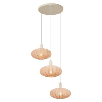 Japandi hanglamp beige met stoffen kap 3-lichts - Bida beschikbaar voor biedingen