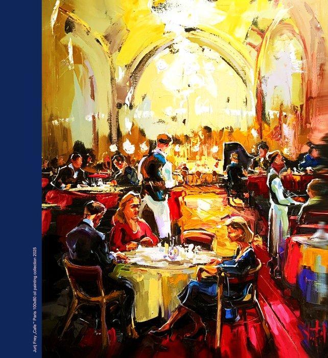 Jurij Frey - Café Paris, Antiek en Kunst, Kunst | Schilderijen | Modern