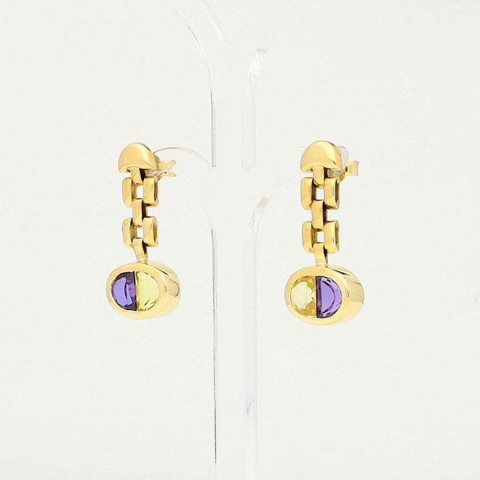 Oorbellen - 18 karaat Geel goud - Saffier, Sieraden, Tassen en Uiterlijk, Oorbellen