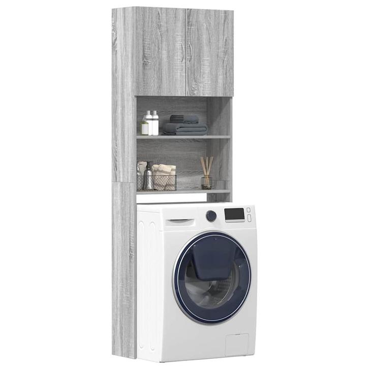 vidaXL Wasmachinekast 64x24x190 cm bewerkt hout grijs sonoma, Witgoed en Apparatuur, Wasmachines, Nieuw, Verzenden