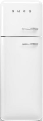 Smeg FAB30LWH6 retro jaren 50 koelkast - wit - linksdraaiend, 150 tot 200 liter, Verzenden, 60 cm of meer, Met aparte vriezer