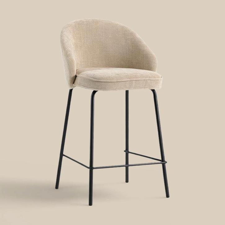 *WOONWINKEL* Barkruk Met Ronde Rugleuning Beige, Huis en Inrichting, Barkrukken, Nieuw, Verzenden