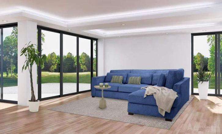 Hoekbank Almere - hoekbanken - Blauw, Huis en Inrichting, Banken | Sofa's en Chaises Longues, Nieuw, Stof