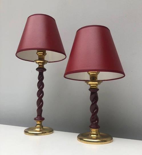 Tafellamp (2) - Messing, Staal - Getordeerde Tafellampen, Antiek en Kunst, Kunst | Designobjecten
