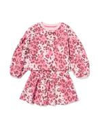 HEMA Kinderkledingset comfy fit sweatstof dierenprint roze, Verzenden, Nieuw