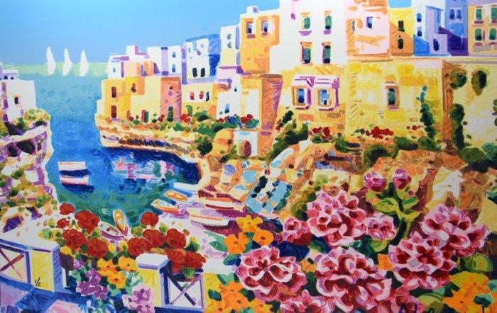 Athos Faccincani (1951) - Luce e Sole sul Golfo di Polignano, Antiek en Kunst, Antiek | Overige Antiek