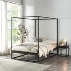 [en.casa] Hemelbed Kristianstad met bedbodem 120x200 cm zwar, Verzenden, Nieuw