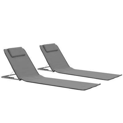 VidaXL strandmat inklapbaar, set van 2, stof grijs, Diversen, Overige Diversen, Ophalen