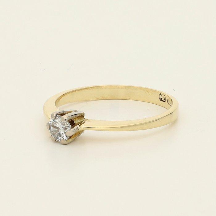 Ring - 14 karaat Geel goud - 0.29ct. tw. Diamant, Sieraden, Tassen en Uiterlijk, Ringen