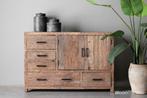 Stoer landelijk dressoir Levv van oud hout, 100 tot 150 cm, Teakhout, Nieuw, Ophalen of Verzenden