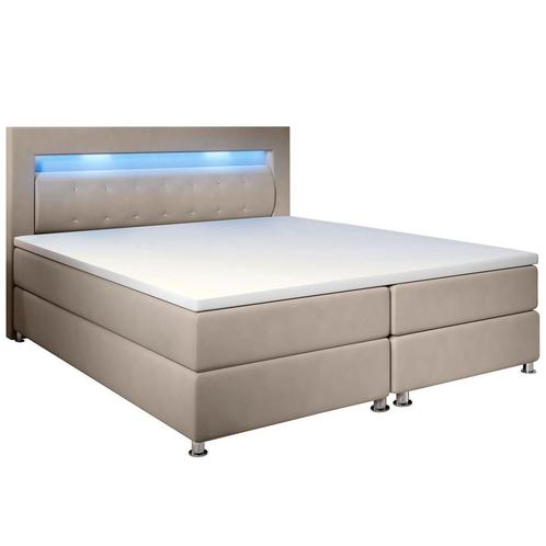 Boxspringbed / Boxspring Vancouver - 180 x 200 cm - Beige -, Huis en Inrichting, Slaapkamer | Boxsprings, Nieuw, Verzenden