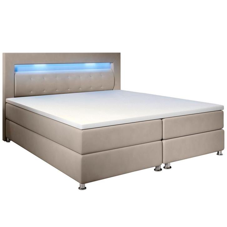 Boxspringbed / Boxspring Vancouver - 180 x 200 cm - Beige -, Huis en Inrichting, Slaapkamer | Boxsprings, Nieuw, Verzenden