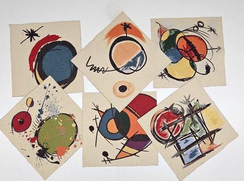 6 panelen Joan Miró 47x47cm elk - Artistiek Ontwerp -, Antiek en Kunst, Antiek | Kleden en Textiel