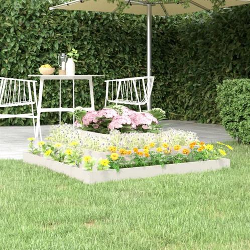 vidaXL Plantenbak 110x110x27 cm massief grenenhout wit, Tuin en Terras, Bloembakken en Plantenbakken, 100 cm of meer, Nieuw, Hout