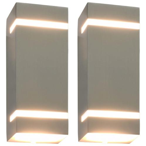 vidaXL Buitenwandlampen 2 st 35 W rechthoekig zilverkleurig, Tuin en Terras, Buitenverlichting, Nieuw, Verzenden