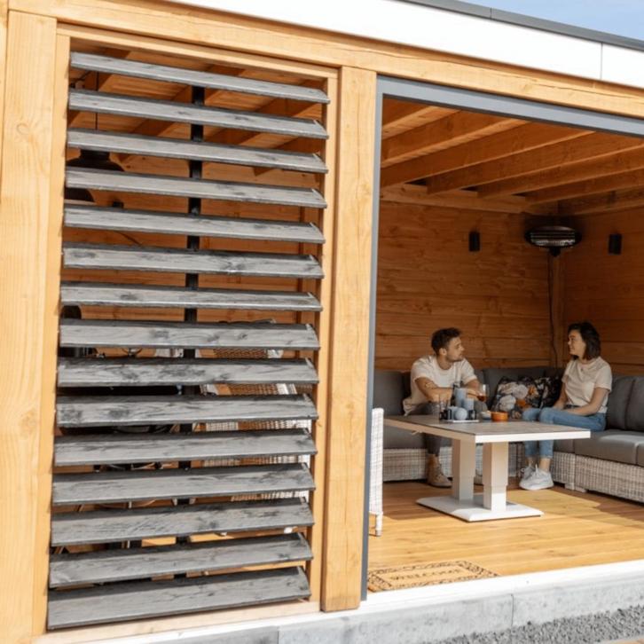 Draaibare lamellenwand flex-fence 120x220cm zwart, Doe-het-zelf en Verbouw, Hout en Planken, Ophalen of Verzenden