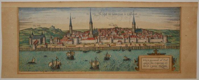 Letland - Riga; Braun en Hogenberg - Riga, Percommode ad, Boeken, Atlassen en Landkaarten