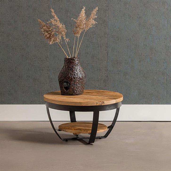 Salontafel Mangohout Rond Maeve 65 cm, Huis en Inrichting, Tafels | Salontafels, Nieuw, Overige houtsoorten, Rond, Verzenden