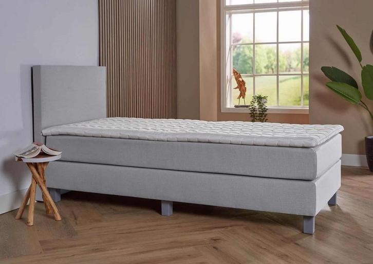 ACTIE! 1-Persoons boxspring Pamplona 90 200 Grijs, Huis en Inrichting, Slaapkamer | Boxsprings, 90 cm, 200 cm, Grijs, Eenpersoons