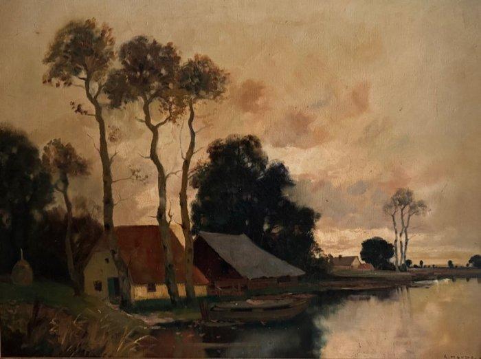 A. Herbe (XIX-XX) - Landschap, Antiek en Kunst, Kunst | Schilderijen | Klassiek