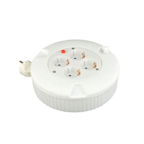 Mini haspel dicht 4-voudig wit 3x1mm2 + RA - 5 meter, Doe-het-zelf en Verbouw, Elektra en Kabels, Ophalen of Verzenden