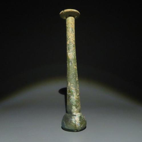Oud-Romeins Glas Zalf. 1e - 3e eeuw n.Chr. 16,3 cm hoog. Ex, Verzamelen, Mineralen en Fossielen