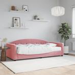 vidaXL Slaapbank met matras 90x200 cm fluweel roze, 90 cm, Eenpersoons, Verzenden, Nieuw