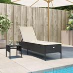 vidaXL Ligbed met tafel en kussen poly rattan zwart, Tuin en Terras, Ligbedden, Verzenden, Nieuw