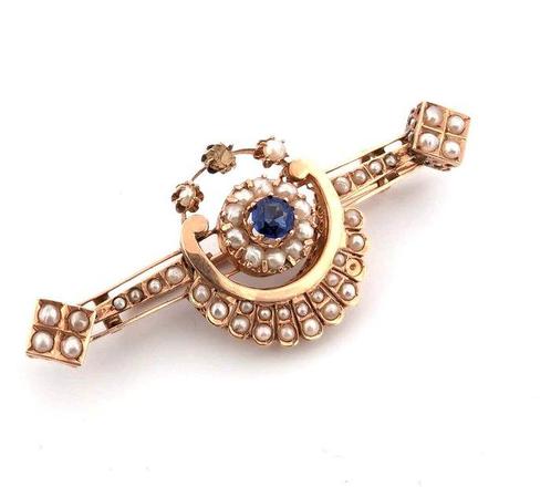 Broche - 12 kt. Roségoud - Parel, Sieraden, Tassen en Uiterlijk, Antieke sieraden