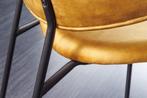 Design stoel VOGUE mosterdgeel fluweel zwart metalen poten -, Nieuw, Ophalen of Verzenden